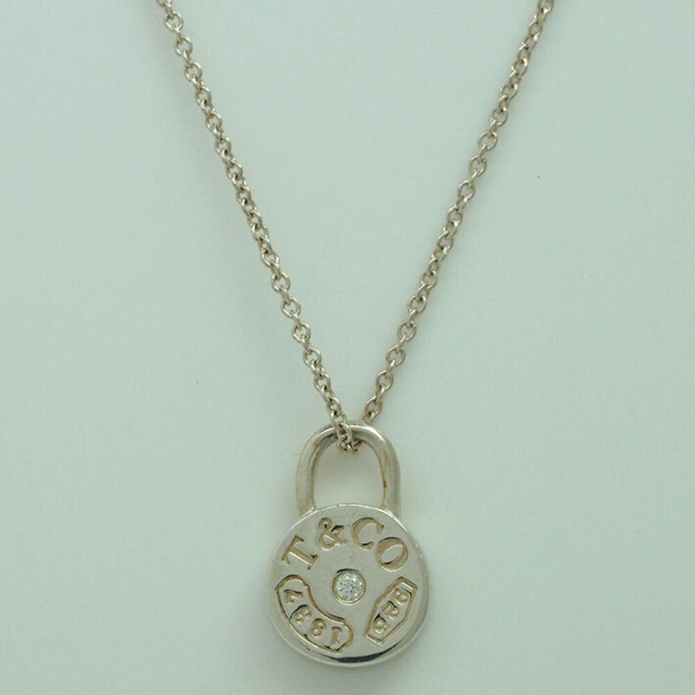Tiffany Round Lock Pendant Diamond Sterling Silver
